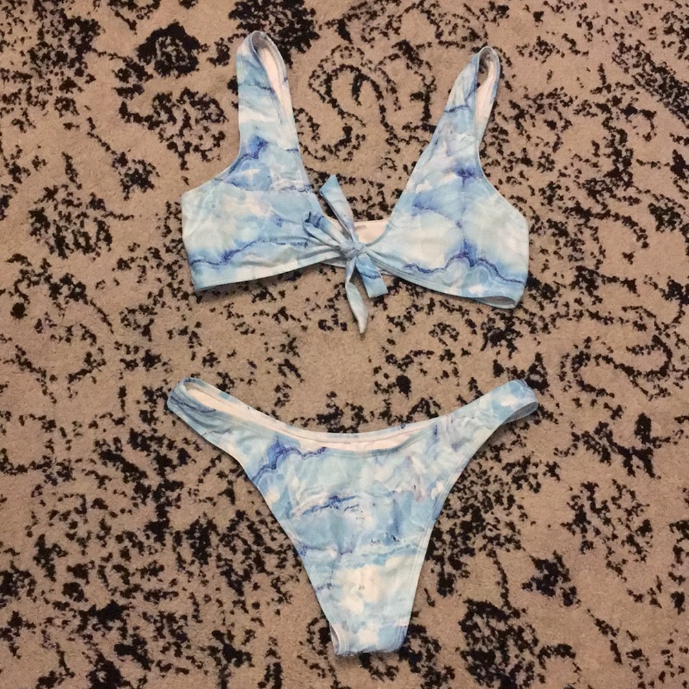 Zaful Blue Cheeky Bikini Set